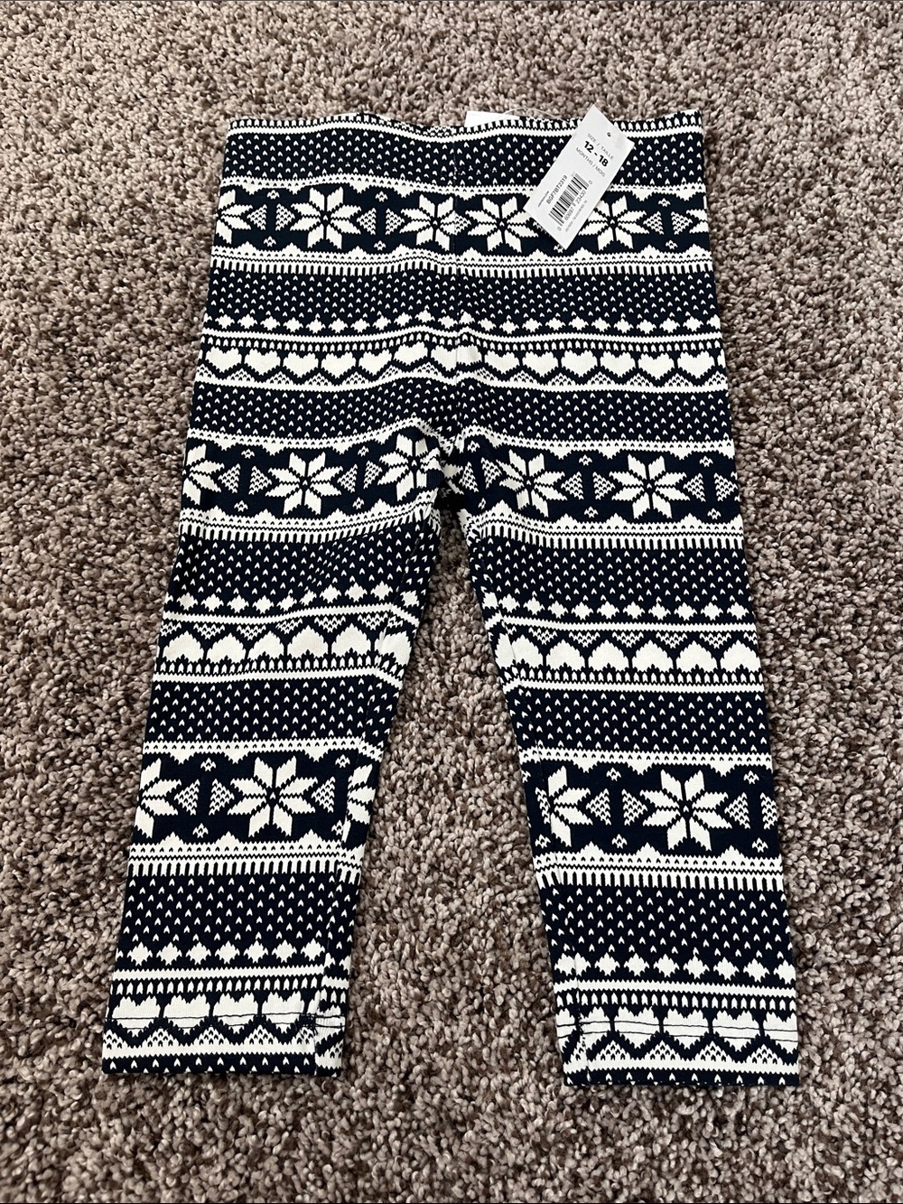 Joe Fresh Baby Girl Navy and White Fair Isle Leggings Size 12-18 Months